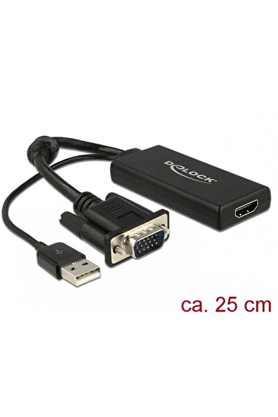 DELOCK Convertor VGA la HDMI cu Audio Negru, 62668