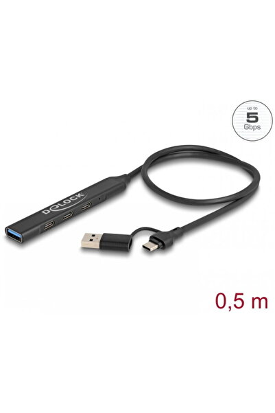 DELOCK HUB USB type C/USB-A 3.2 la 3 x USB type C + 1 x USB-A, 64272