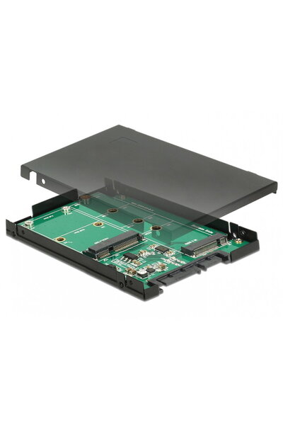 DELOCK Convertor 2.5 " SATA 22 pini la 1 x M.2 key B + 1 x mSATA 9.5mm, 62866