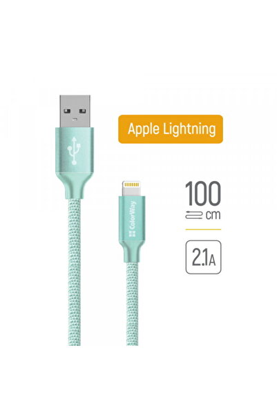 ColorWay USB-A - Lightning Data and Charging Cable CW-CBUL004, 18W, 1m, Green