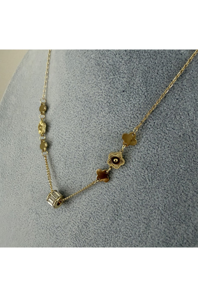 MAREM Gold Color Steel Necklace with Charms
