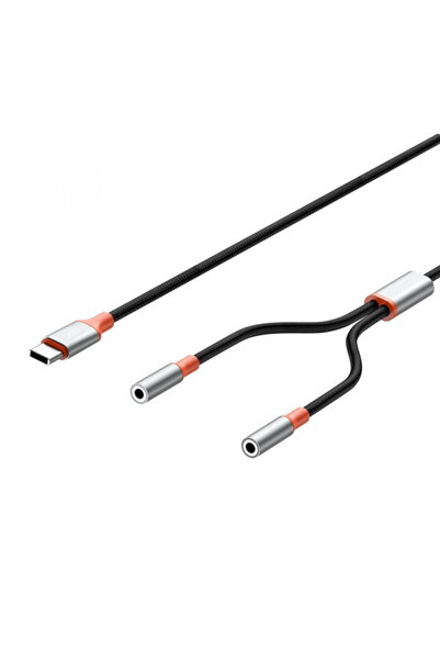 XO Design Cablu Audio Splitter USB-C - 2 x 3.5mm NB-R269B 2in1, 1.2m, Negru