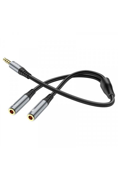 hoco. Adaptor audio 3.5mm - 2 x 3.5mm HOCO UPA21-2, 0.25m, Negru