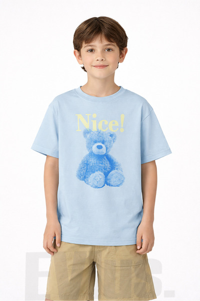 EVIus Boy's Nice Teddy Bear Printed Combed Cotton T-Shirt Fun Summer Cotton