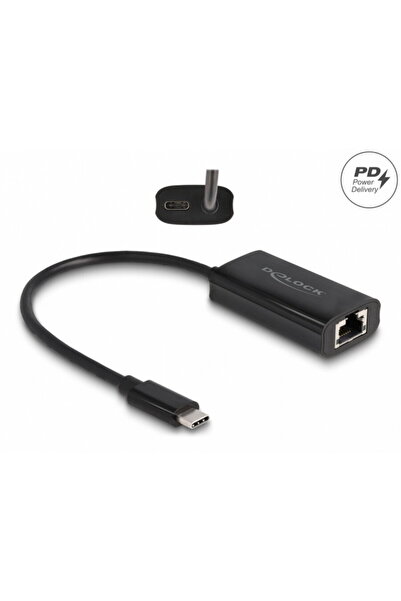 DELOCK Adaptor USB 3.2 Gen1 type C la Gigabit LAN + PD 100W, 61026