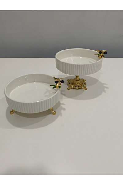 PARILTI HOME COLLECTİON Olive Figured Porcelain (Set of 2), Serving Plate, Pr...