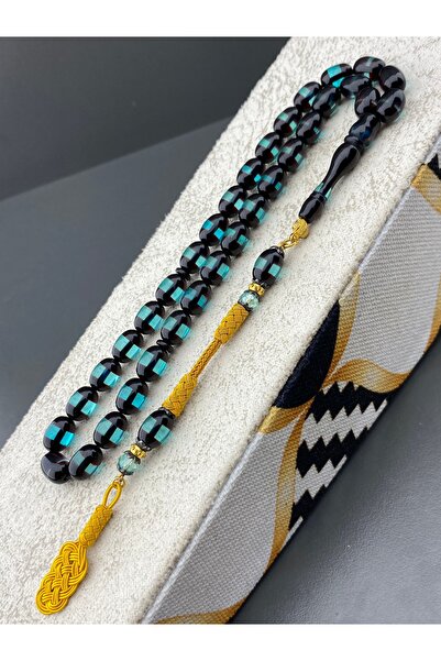 Tesbih Store Vernier Model Capsule Cut Burnished Amber Prayer Beads, Men's Gi...