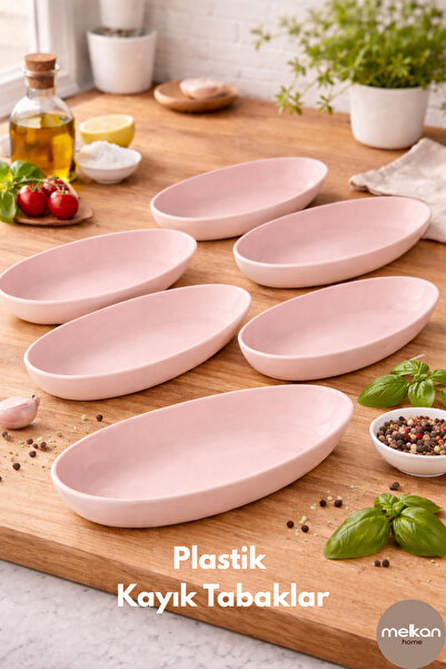 Melkan Home Kayık Servis Tabağı 6’lı Set – Orta Boy Plastik Sunum Tabakları 1...