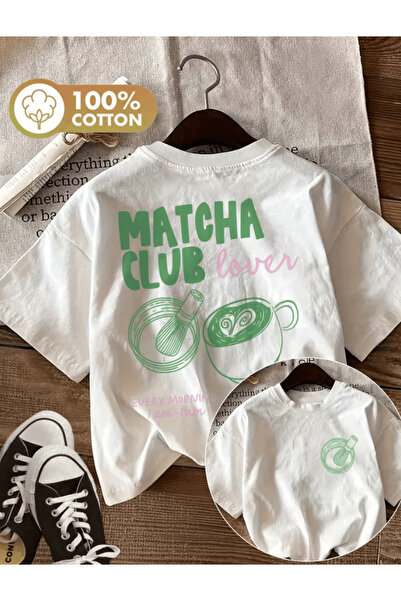 one button Μπλουζάκι Matcha Club Lover με στάμπα διπλής όψης, Premium Oversize