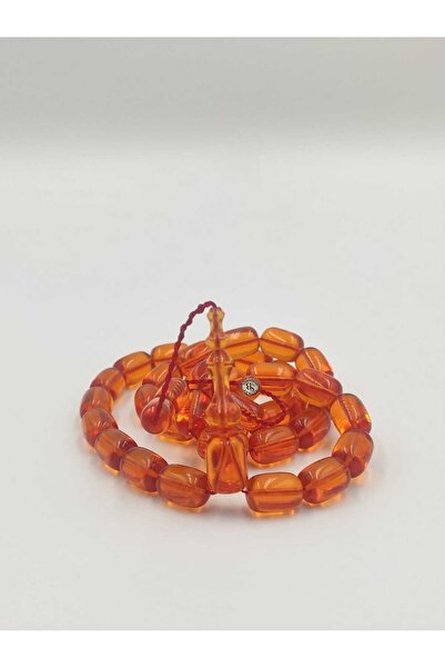 ALTUNTAŞ Master Crafted Transparent Orange Fire Amber Praying Beads 8 * 12 mm...