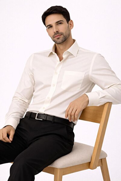 CLASSİCS MEN Parletti Μακρυμάνικο Κλασικό Ανδρικό Βαμβακερό Σατέν Πουκάμισο 7606