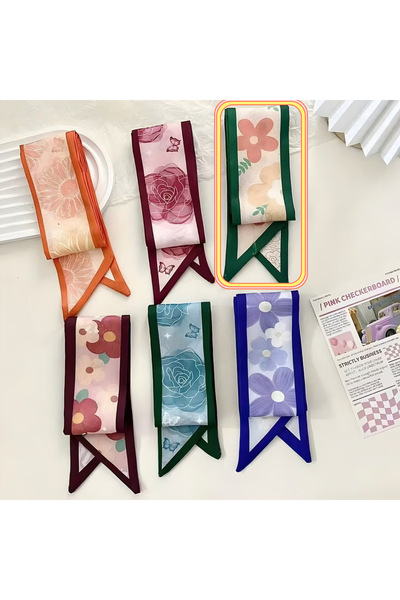 MAHLA Design Scarf Green Double-Sided - Thin Neck Scarf - Bag Accessory - 84cm