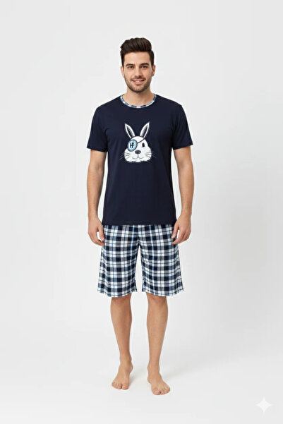 Serena Men's cotton pajamas, short sleeves and 3/4 pants, pirate rabbit print...