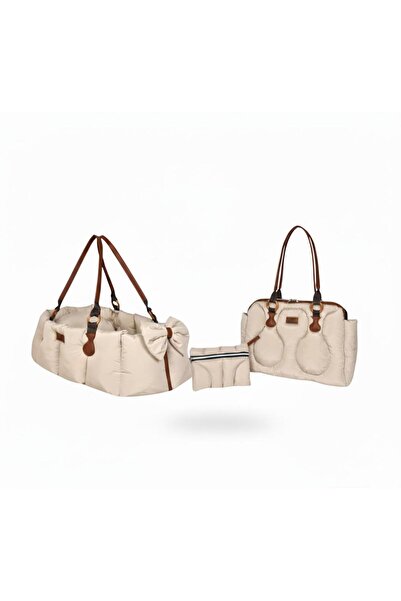 KAHEEL BABY Portable Baby Bed and Pillow and Bag and Mattress Set Kehil Beige...