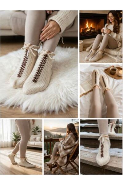 aryam butik Hand Knitted Mother's Handmade Booties / Slippers – Soft, Warm, H...