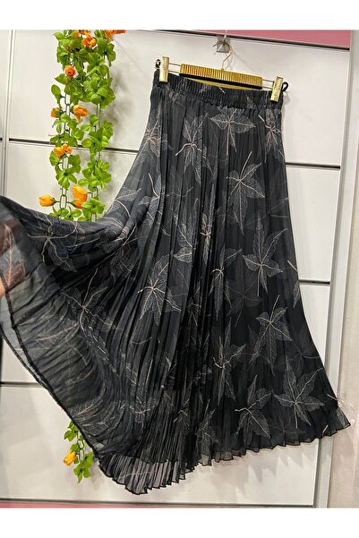 edu collection Patterned Chiffon Bohe Bell Skirt with Lining