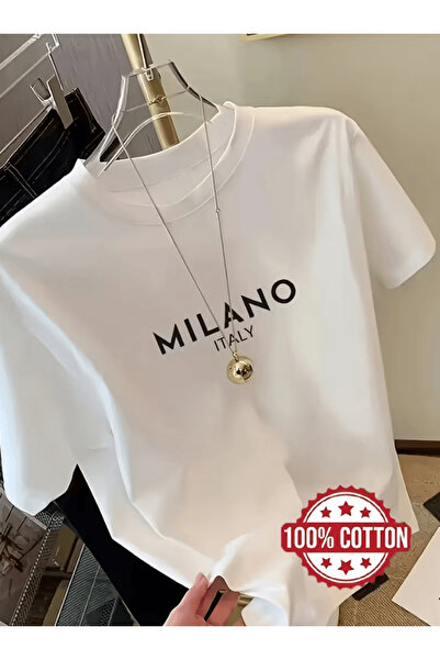 one button تصميم خاص من ميلانو إيطاليا، تيشيرت مطبوع فاخر بحجم كبير