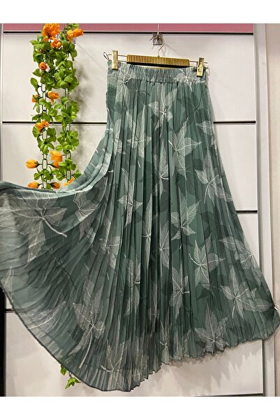 edu collection Patterned Chiffon Bohe Bell Skirt with Lining