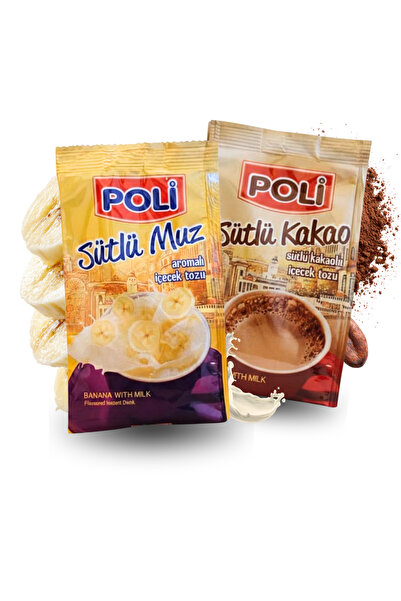 POLI Sütlü Muz ve Sütlü Kakao Aromalı İçecek Tozu (2'li Paket)