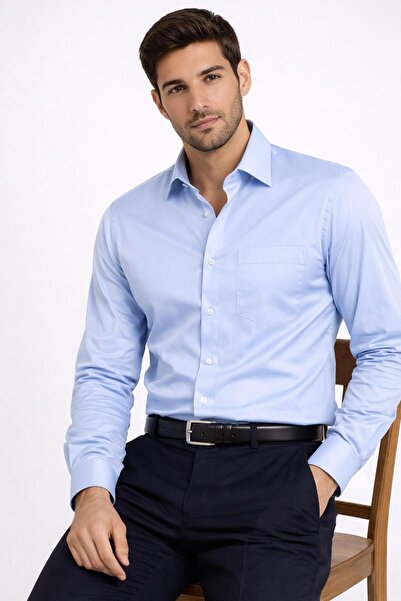 CLASSİCS MEN Parletti Μακρυμάνικο Κλασικό Ανδρικό Βαμβακερό Σατέν Πουκάμισο 7606