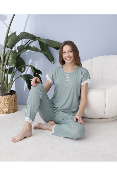 ELAN WEAR Boyraz Duplin Sleeveless and Lace Detailed Pajama Set