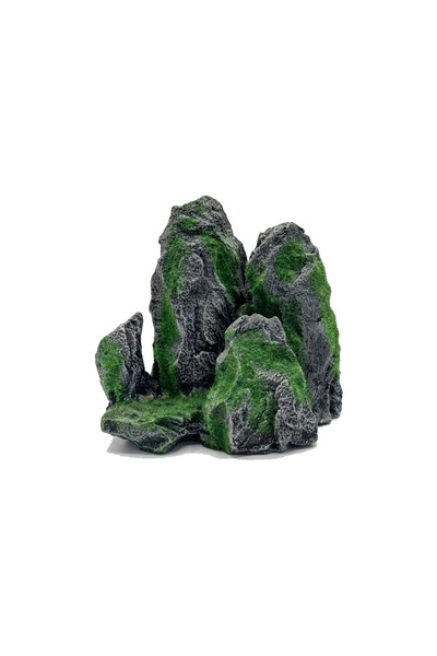 Dophin Mossy Mountain Rock Aquarium Ornament - 16cm | Natural Slate Style Sto...
