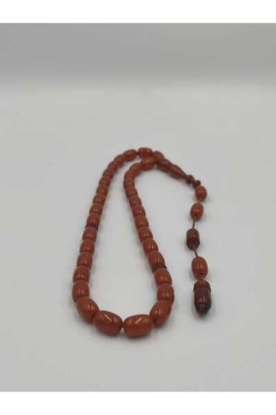 ALTUNTAŞ Artisanally Crafted Orange Crystal Amber Praying Beads 8 * 12 mm Cap...