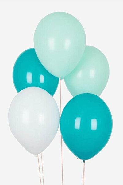 Bunloon مجموعة بالونات باللون الفيروزي والأخضر والأبيض لتزيين حفلات أعياد الم...