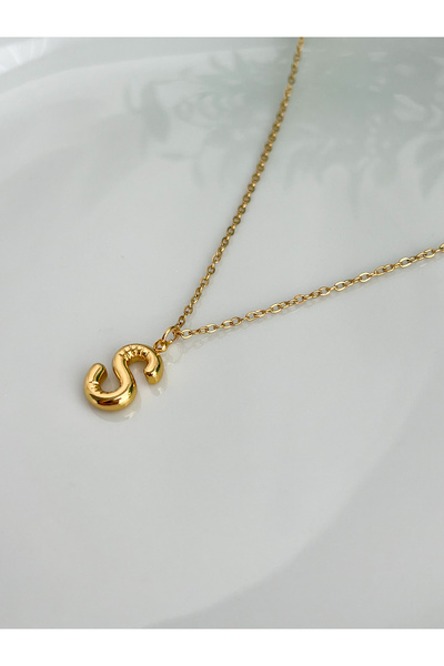 ALEYKA Stainless Steel Thin Elegant Chain Mini Balloon Letter Necklace (S)