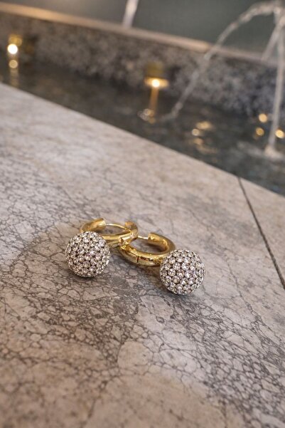 Mina & Co. Accessories Taşlı Top Gold Halka Küpe