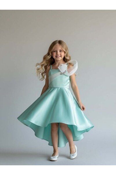 Zekids Κοριτσίστικο βραδινό φόρεμα με ασύμμετρη κοπή και πέτρινη λεπτομέρεια