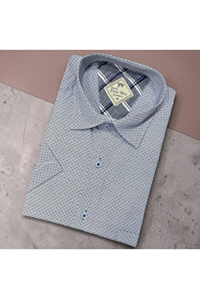 GÖMLEK GALERİSİ Classic Wide Cut Patterned Men's Short Sleeve Shirt