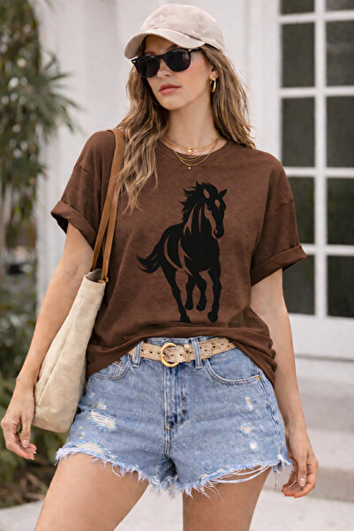 ArtYus Μπλουζάκι Unisex Oversize με στάμπα με φιγούρα αλόγου – Βαμβακερό T-Sh...