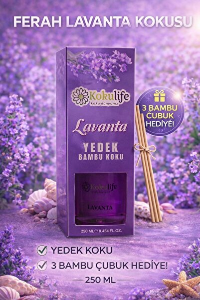 Lavanta Kokulu YEDEK Bambu koku 250 ML 3 Bambu çubuk hediyeli Yüksek Esans kaliteli koku