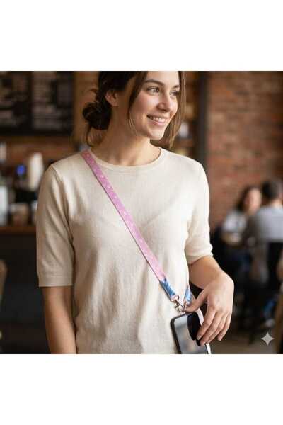 moonparacord Phone Neck Strap Pink Paws 70 cm