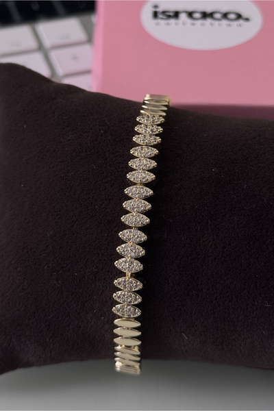 Minimal Zirkon Taşlı Çelik Damla Bileklik - Kuyumcu İşçiliği 14K Gold Renginde Kararmaz -