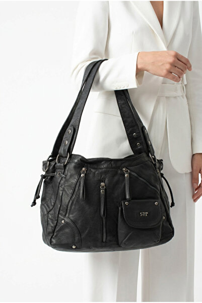 Çanta Trend 571 Collections Women's Multi-Compartment Soft Leather Look Bag