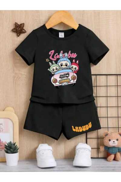 Nice Clothes تي شيرت صيفي للأطفال شورت يونيسكس (طباعة سيارة لابوبو)