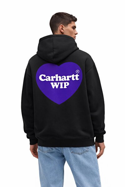 CAMBLYS Unisex Carhart Front Heart Back Logo Printed Oversize 100% Cotton Bre...
