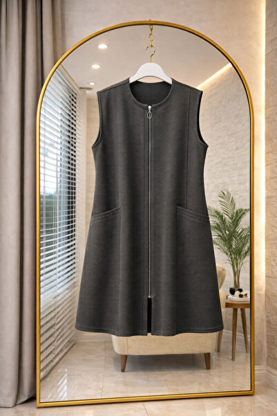 İDOL GİYİM سترة الأم المريحة ذات القصات المريحة والمشدودة بسحّاب