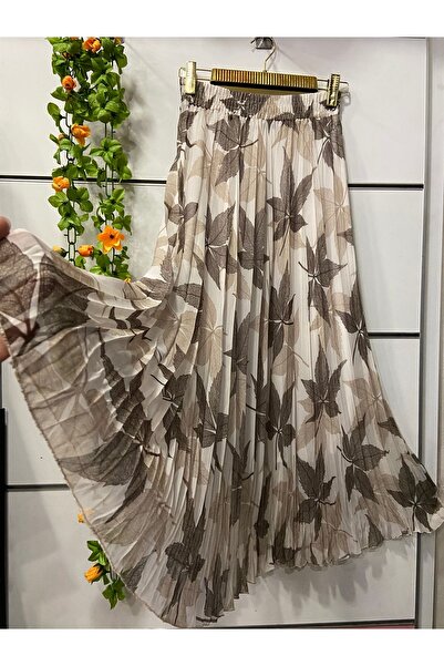 edu collection Patterned Chiffon Bohe Bell Skirt with Lining