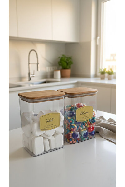 zezedesing Recipient de depozitare pentru detergent și tablete cu capac din l...