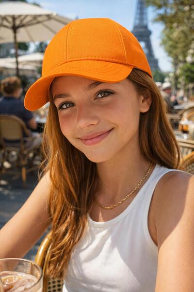 BALIENTE Șapcă reglabilă din bumbac portocaliu pentru fete