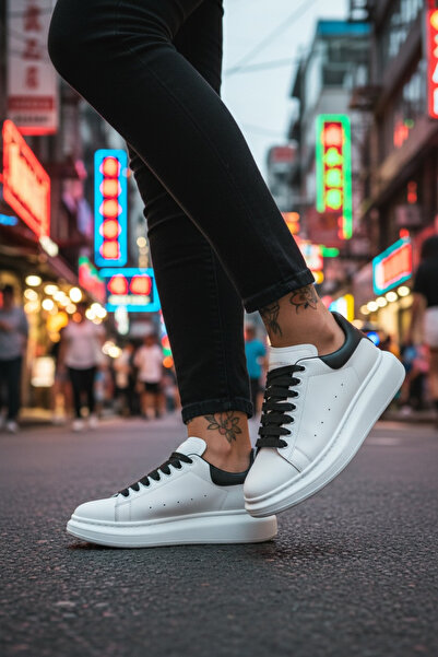 dehaine Adidasi pentru dama MQ Alb cu roz, fashion, casual, talpa inalta, 111