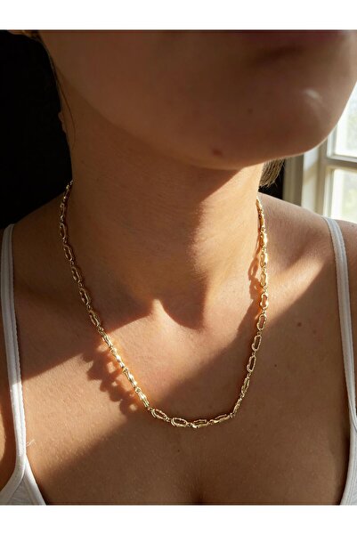 Arthesia Jewelry Altın Renk Oval Halka Zincir Kolye Minimal Şık Tasarım