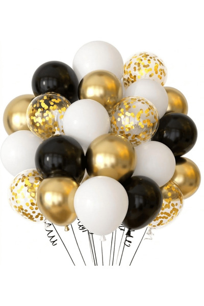 Bunloon Black White Gold Balloon Set Birthday Party Decoration