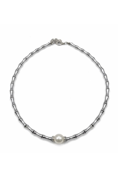 mibrillo Pearl Detailed Bone Bead Necklace Summer Necklace