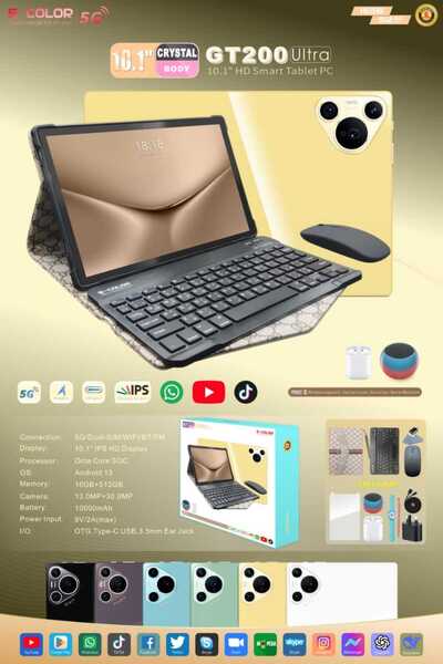 SmartPro Smart Tablet – 10.1-Inch FHD Display, Android 14, 8GB RAM 512GB ROM,...