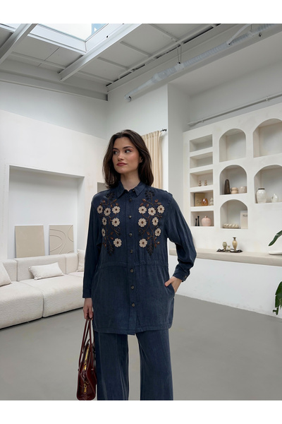 MİA NOURA Women's Front Embroidered Beaded Tir Tiril Fabric Shirt or Jacket S...