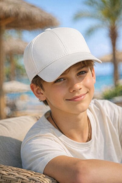 BALIENTE Șapcă reglabilă din bumbac alb pentru băieți